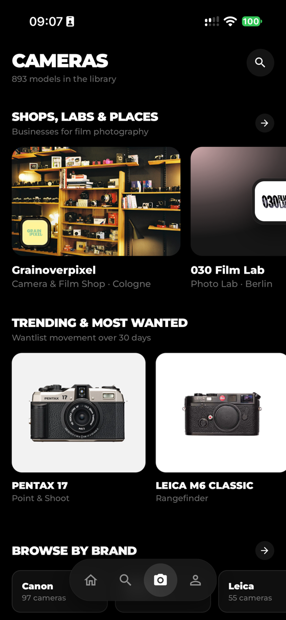 Camera library and stores screen